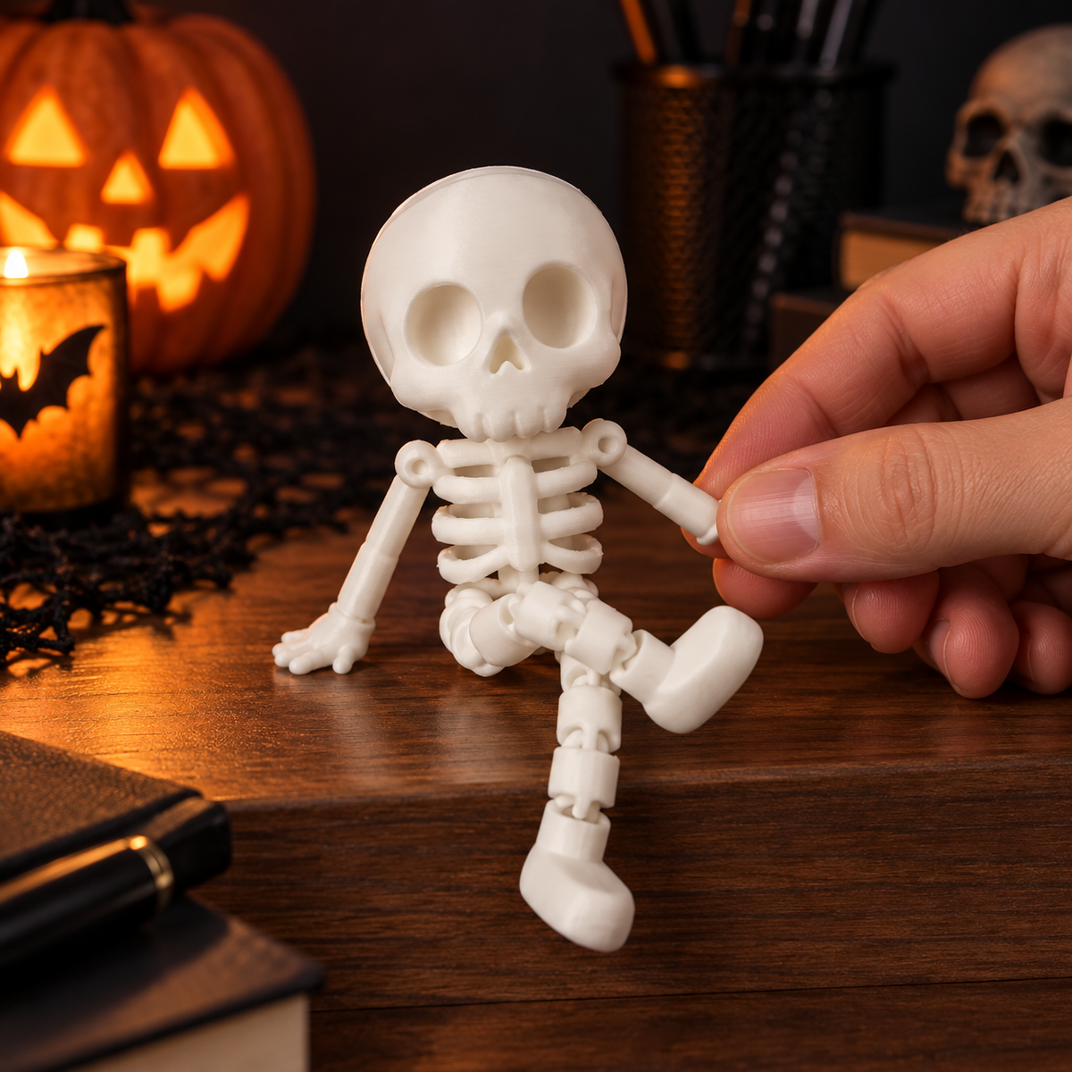 Articulated Skeleton Action Figure β Poseable Skull Fidget Toy & Desk Buddy