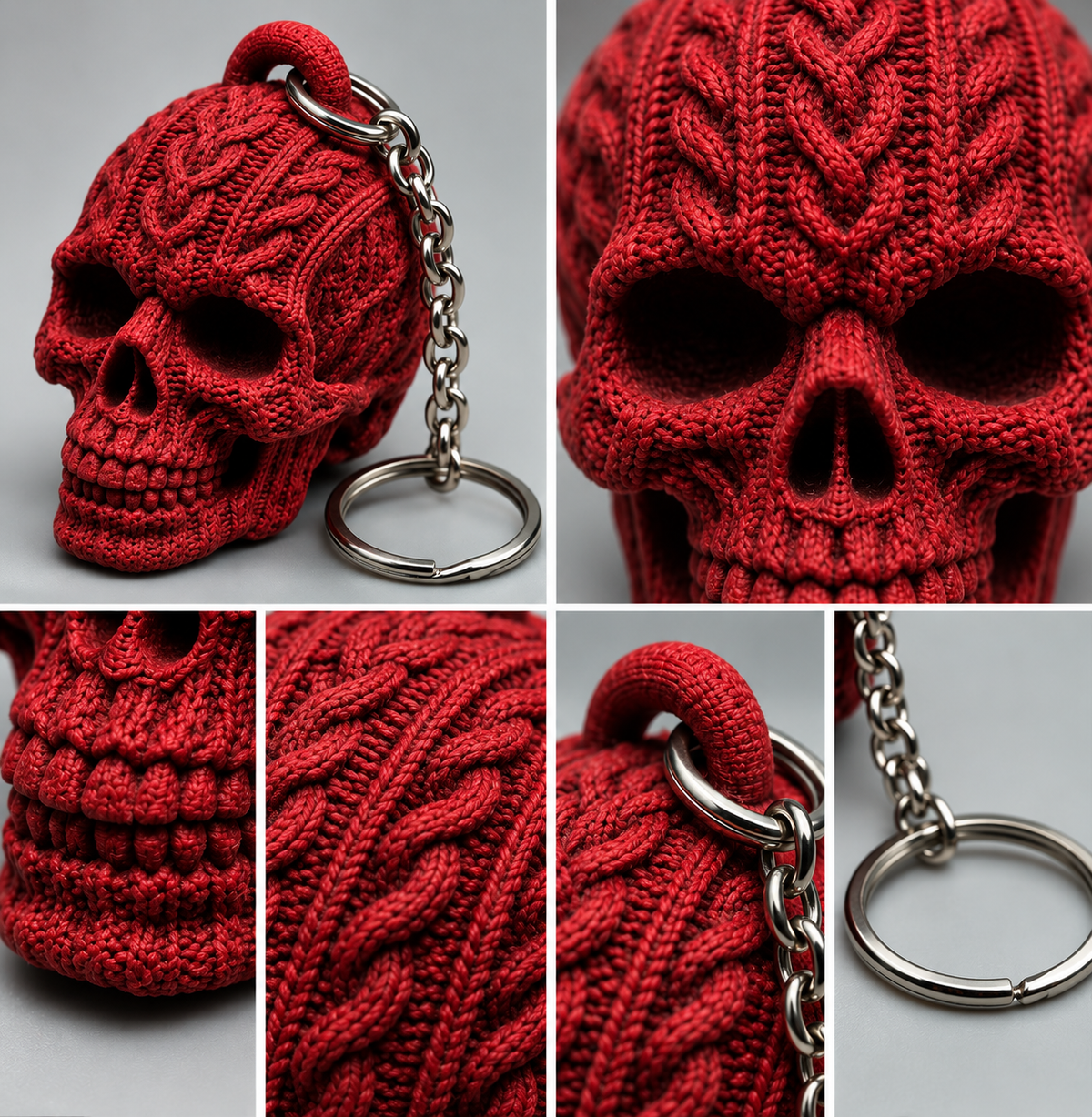 Knitted Skull Keychain – Spooky Halloween