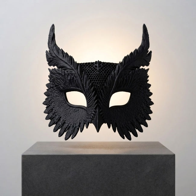 Wearable Owl Mask – Feathered Halloween Costume & Masquerade Eye Mask