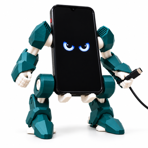 Mobile Exo-Suit – Robot Phone Holder, Mecha Smartphone Stand & Gaming Desk Organizer