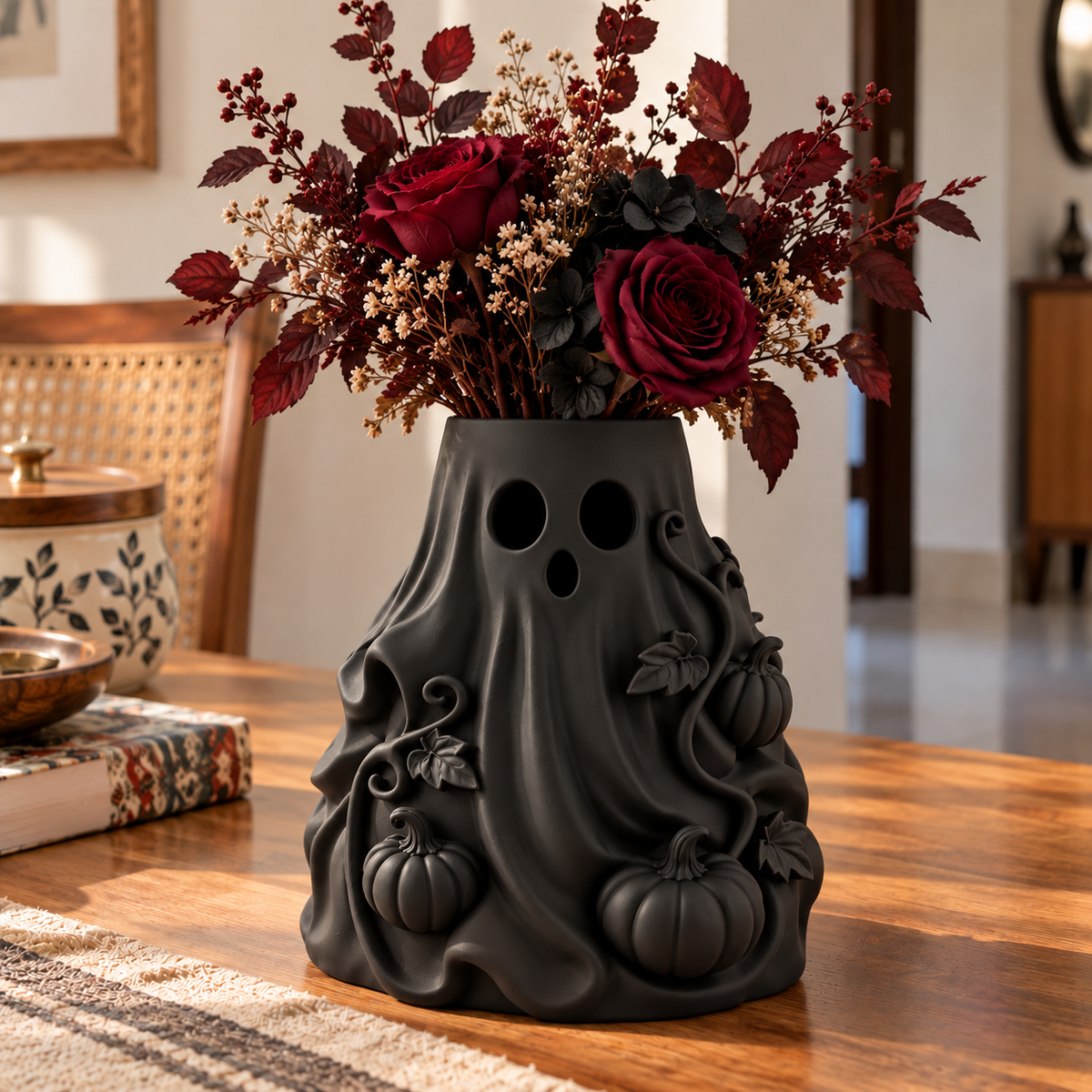 Halloween Ghost Flower Vase – Samhain Ghost Vase & Gothic Home Decor