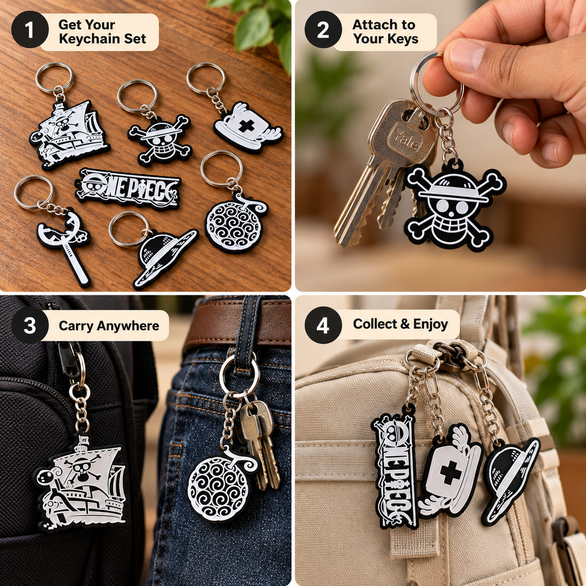 One Piece Anime Keychain Set
