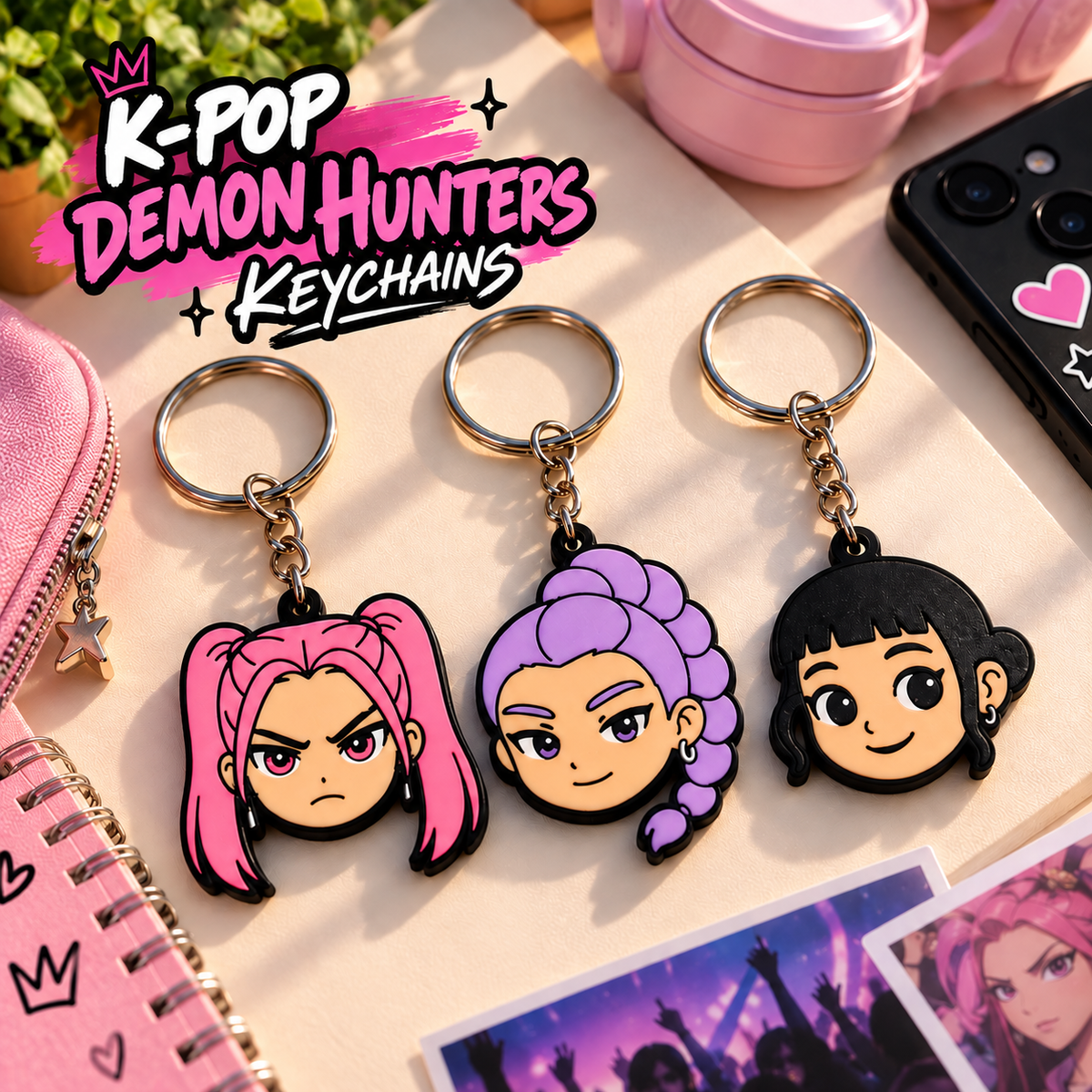 K-Pop Demon Hunters Netflix Huntrix Keychains