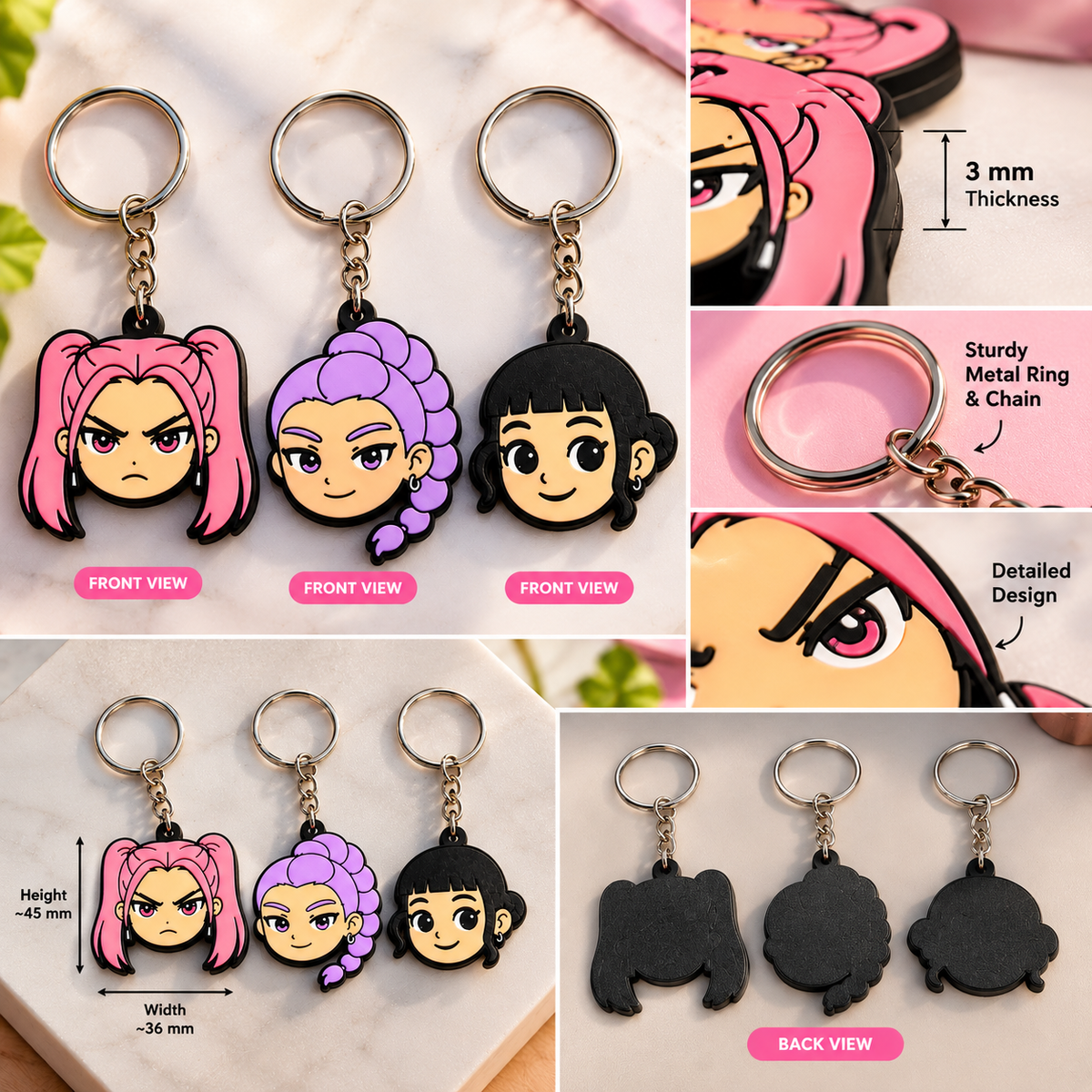 K-Pop Demon Hunters Netflix Huntrix Keychains