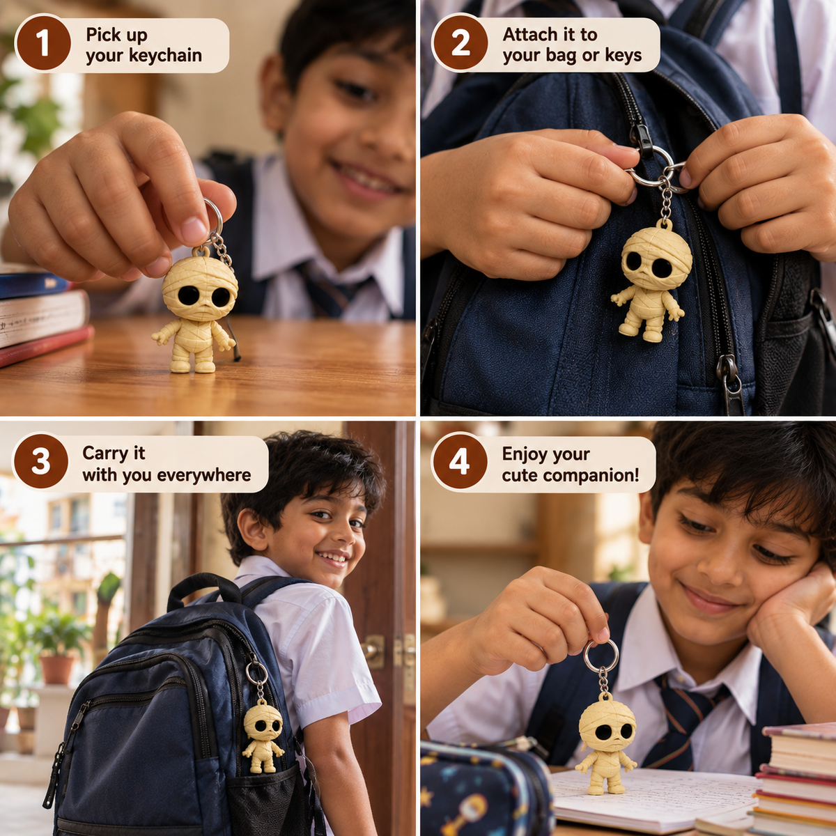 Set of 4 - Mini Mummy Set - Toy/Keychain